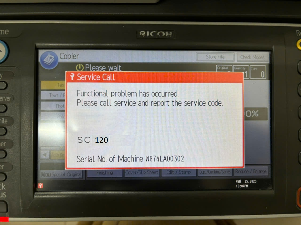Lỗi sc 120 máy photocopy ricoh