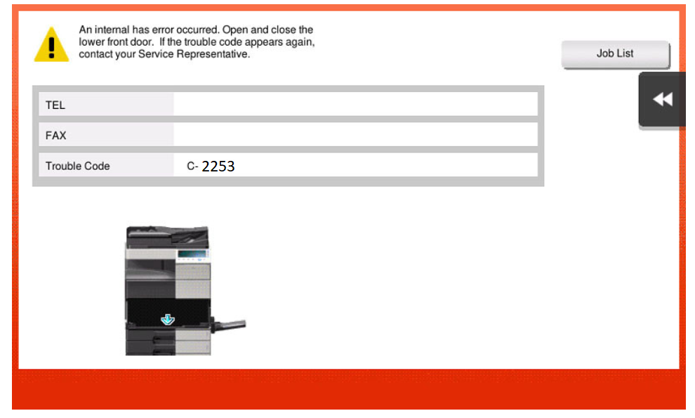 Mã lỗi C2253 máy photocopy Konica Minolta