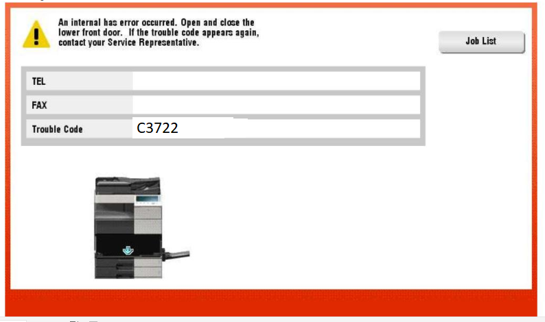 Code 7522 konica error code C3722, C3725, C3726