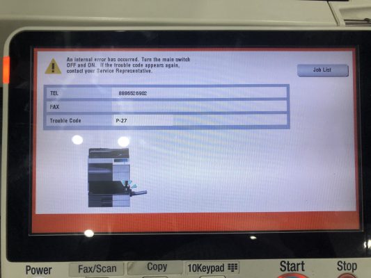 konica lỗi code P-27
