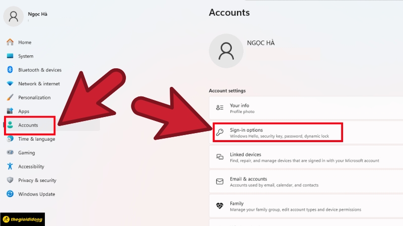 Chọn Sign-in options Chọn Sign-in options
