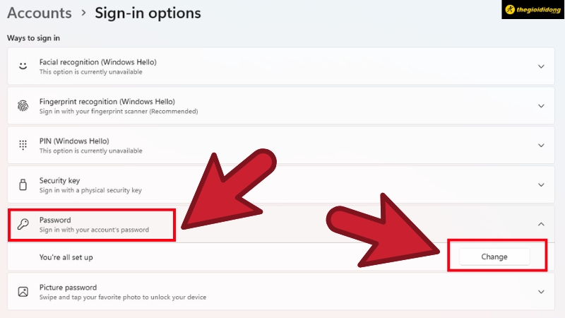 Nhấn thay đổi mật khẩu Nhấn thay đổi mật khẩu
