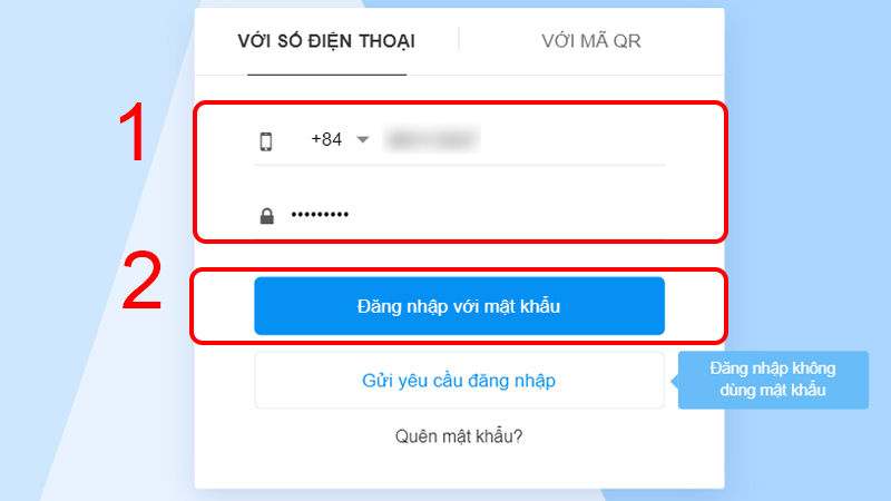 Đăng nhập Zalo Web bằng số điện thoại