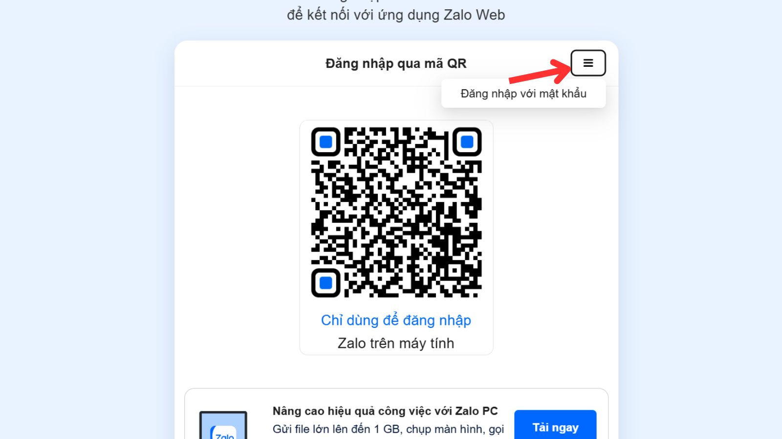 Chọn đăng nhập với mật khẩu Chọn đăng nhập với mật khẩu