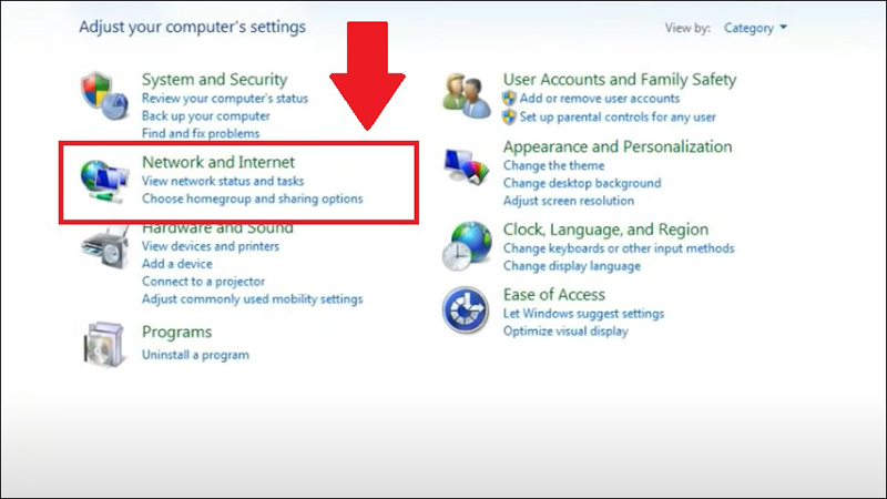Vào Network & Internet