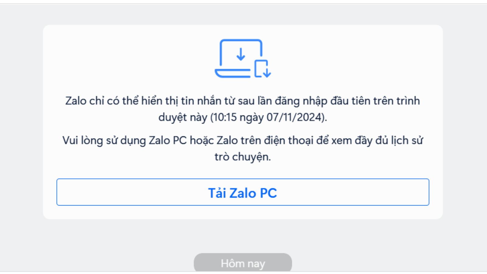 Thông báo đồng bộ tin nhắn từ Zalo khi đăng nhập Zalo Web Thông báo đồng bộ tin nhắn từ Zalo khi đăng nhập Zalo Web