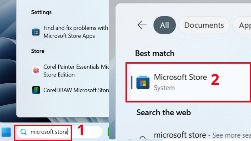 Mở Microsoft Store trên máy tính Mở Microsoft Store trên máy tính