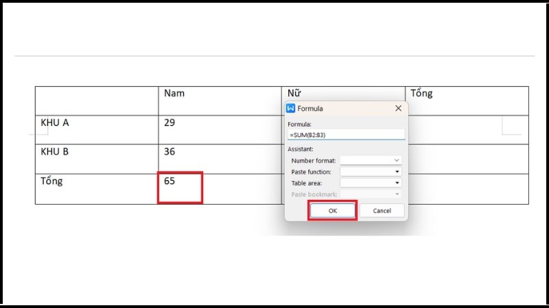 1766135707 843 Huong dan cach tinh tong trong Word mot cach chi
