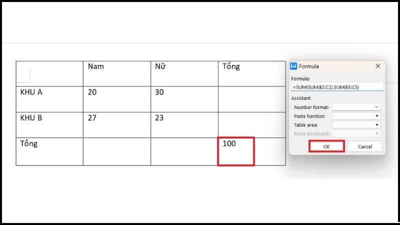 1766135708 533 Huong dan cach tinh tong trong Word mot cach chi
