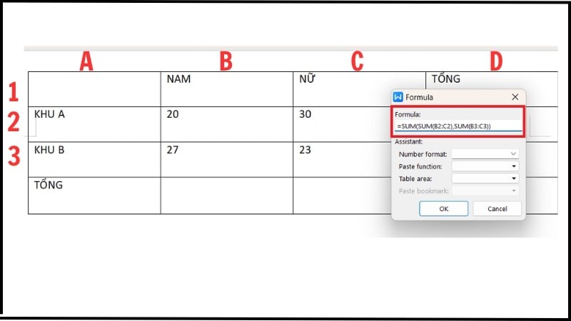1766135708 720 Huong dan cach tinh tong trong Word mot cach chi