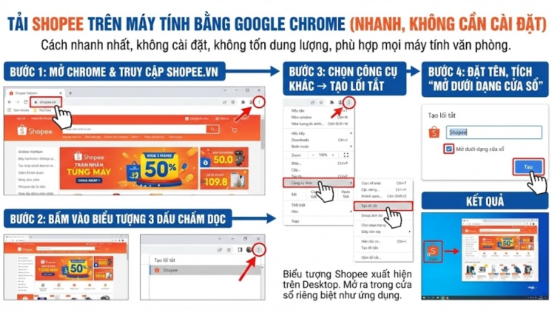 Tải Shopee trên máy tính bằng Google Chrome Tải Shopee trên máy tính bằng Google Chrome