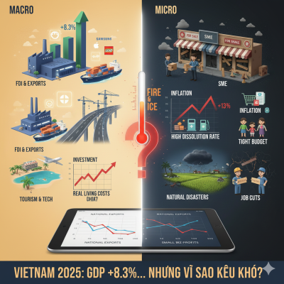 Nghịch lý GDP giữa những con số vĩ mô màu hồng và cảm nhận vi mô màu xám của năm 2025