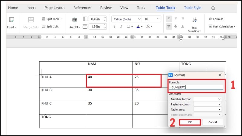 Huong dan cach tinh tong trong Word mot cach chi