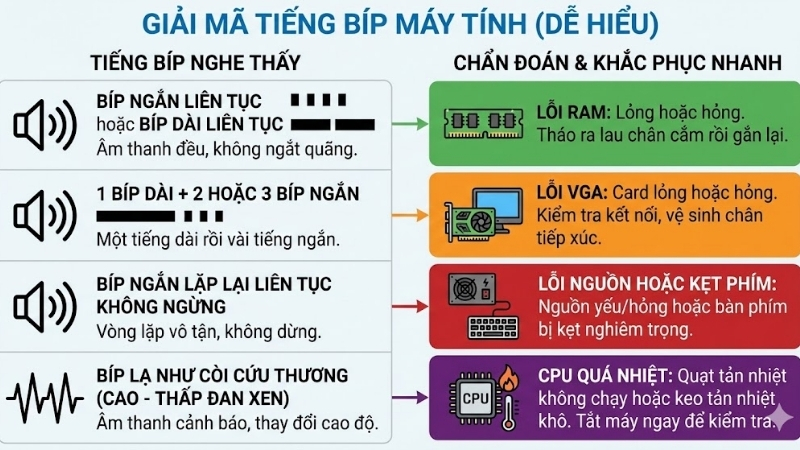 Phân tích các tiếng bíp thường gặp Phân tích các tiếng bíp thường gặp