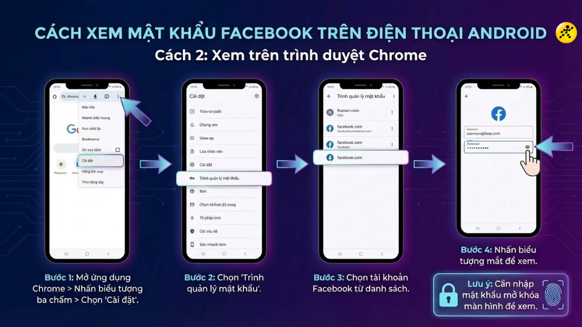 Xem mật khẩu Facebook trên Android bằng Google Chrome Xem mật khẩu Facebook trên Android bằng Google Chrome