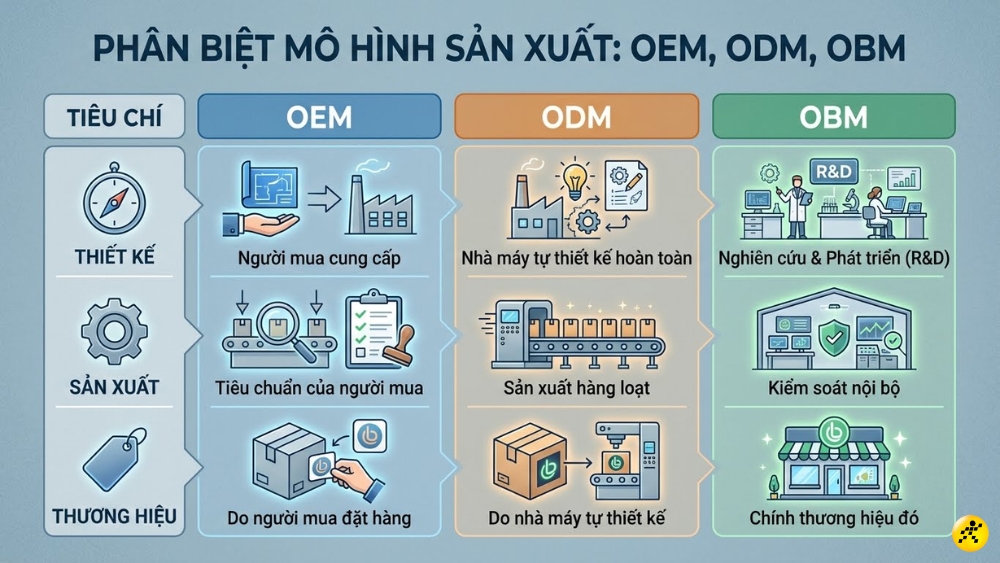 Phân biệt hàng OEM, ODM và OBM Phân biệt hàng OEM, ODM và OBM