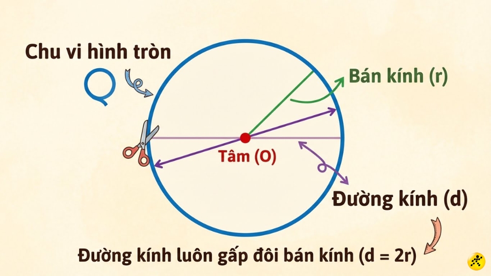 Công thức tính chu vi hình tròn lớp 5, 9, 10 dễ nhớ kèm ví dụ, bài tập