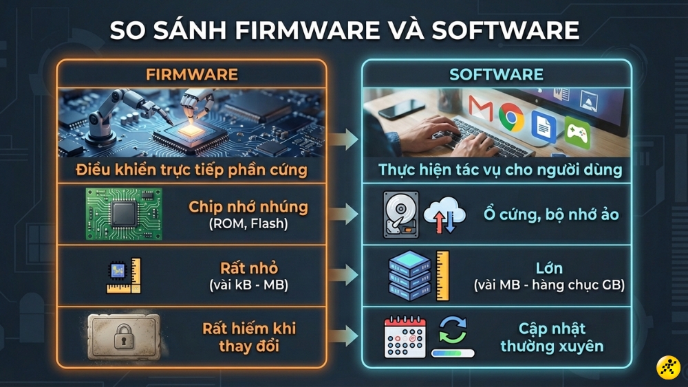 So sánh Firmware và Software So sánh Firmware và Software