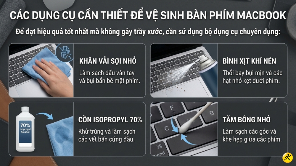 Cách vệ sinh bàn phím MacBook chuẩn Apple, nhanh đơn giản tại nhà