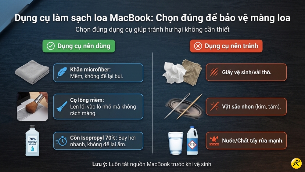 Cách vệ sinh loa MacBook sạch bong đơn giản, đúng cách tại nhà