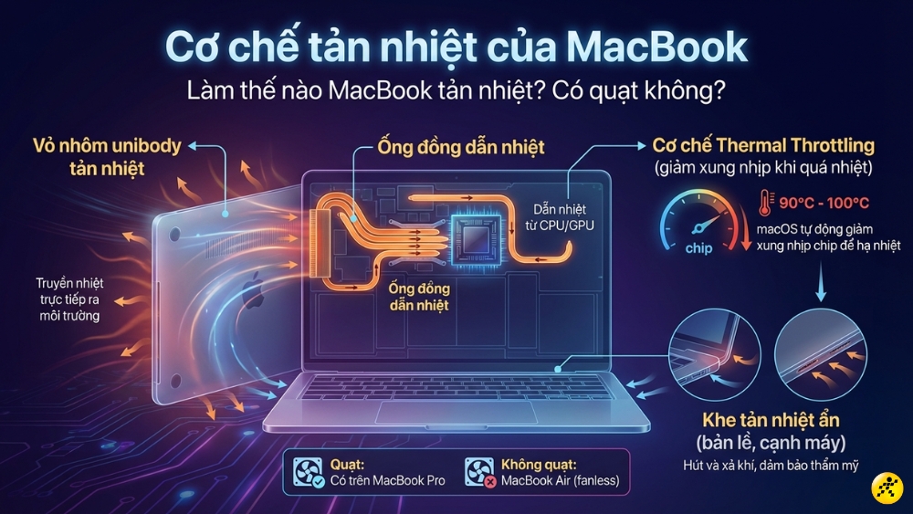 MacBook tản nhiệt như thế nào? Có quạt tản nhiệt không? Cơ chế