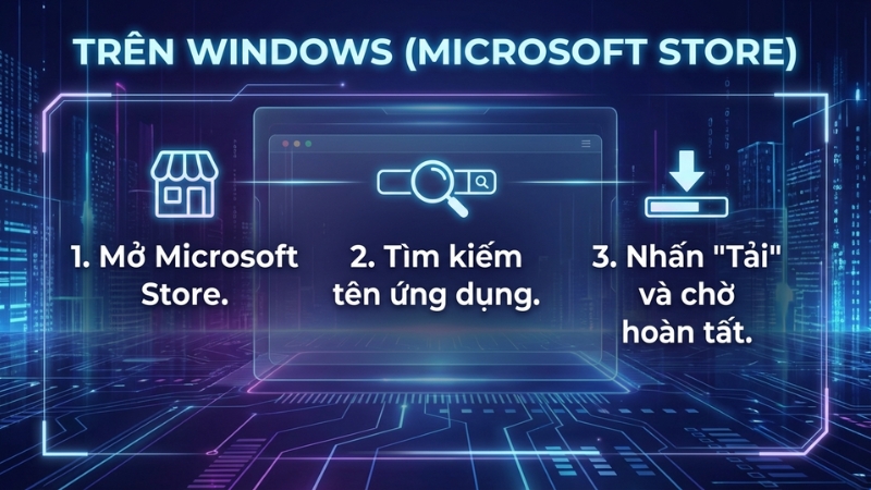 Cách tải ứng dụng trên máy tính, laptop Win/Mac cực dễ