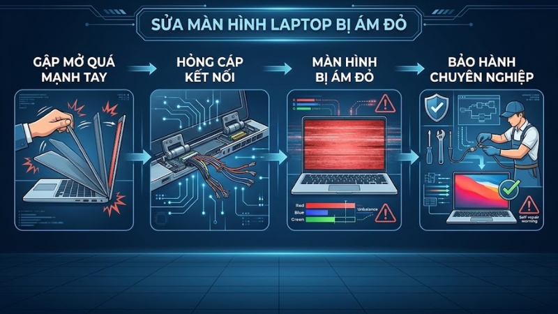 Màn hình laptop bị đỏ: Nguyên nhân và cách khắc phục hiệu quả