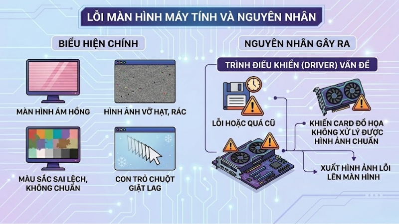 Màn hình máy tính bị ám hồng: Cách kiểm tra và sửa nhanh chóng